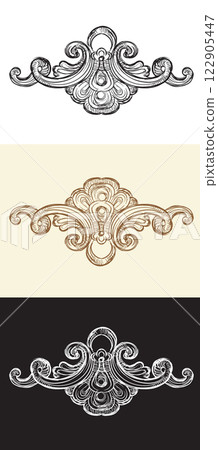 Set of hand drawing baroque design elements vector 122905447
