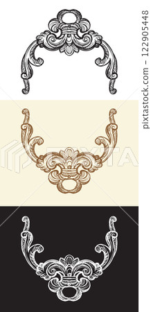 Set of hand drawing baroque design elements vector illustration 122905448