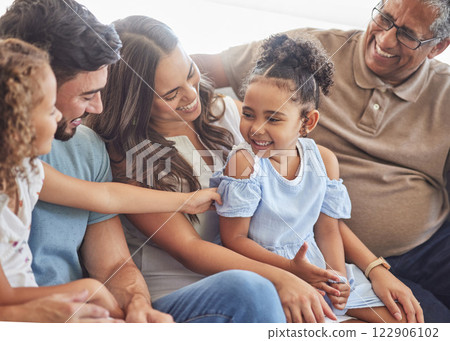 Big family, happy and smile of children, mother and grandparents on a home sofa. Happiness of positive kids, woman and man relax spending quality time together on a house lounge couch smiling Big family, happy and smile of children, mother and grandparents on a home sofa. Happiness of positive kids, woman and man relax spending quality time together on a house lounge couch smiling 122906102
