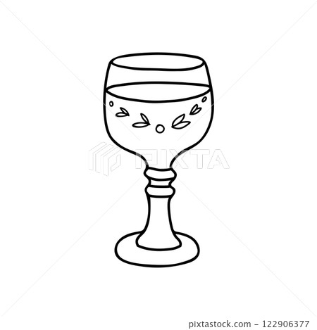 Elegant Wine Roman Glass with decorative leaf patterns. Simple, minimalistic style Vector illustration in Doodle style. Perfect for coloring books, design projects, or educational materials Elegant Wine Roman Glass with decorative leaf patterns. Simple, minimalistic style Vector illustration in Doodle style. Perfect for coloring books, design projects, or educational materials 122906377