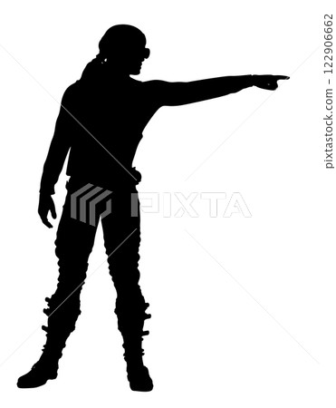Silhouette of a male mercenary Silhouette of a male mercenary 122906662