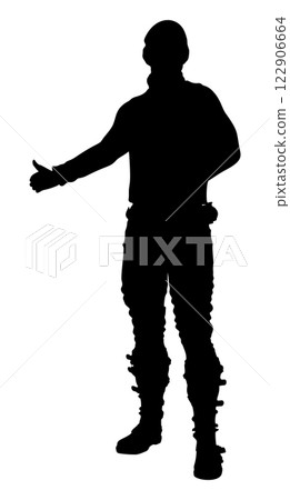 Silhouette of a male mercenary Silhouette of a male mercenary 122906664