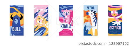 Bird and Animal Poster Original Design Vector Template Set 122907102