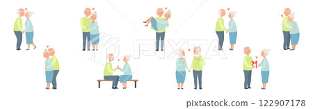 Elderly Couples in Love with Senior Man and Woman Romantic Loving Relations Vector Set Elderly Couples in Love with Senior Man and Woman Romantic Loving Relations Vector Set 122907178