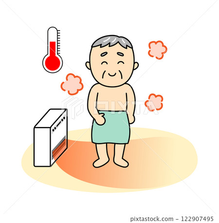 在暖氣更衣室裡微笑的老人 在暖氣更衣室裡微笑的老人 122907495