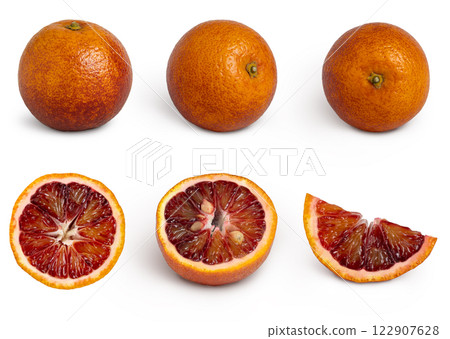 Red blood orange collection isolated with shadows Red blood orange collection isolated with shadows 122907628