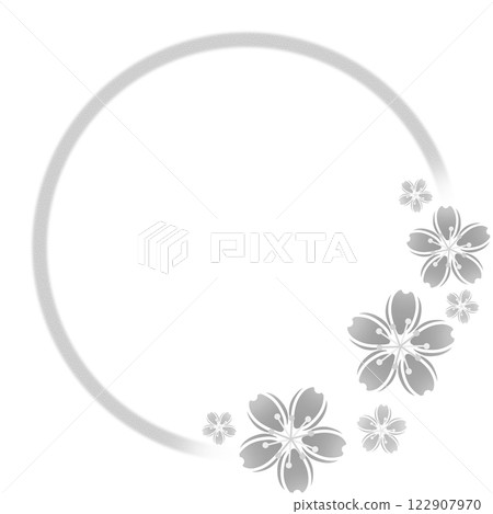 灰色櫻花和圓形框架 122907970