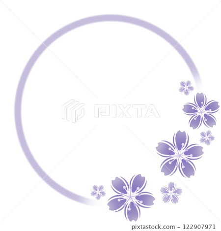暗紫色櫻花和圓形框架 122907971