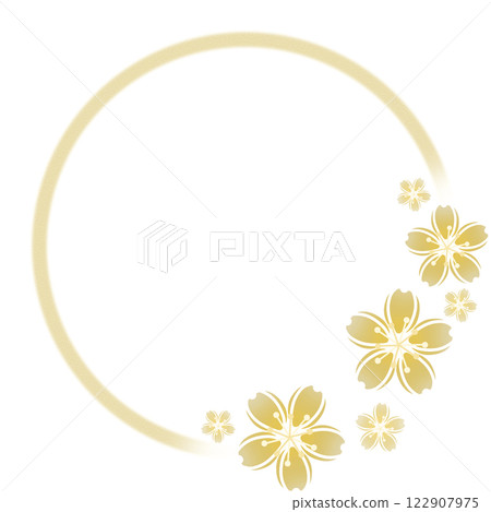 黃色櫻花和圓形框架 黃色櫻花和圓形框架 122907975