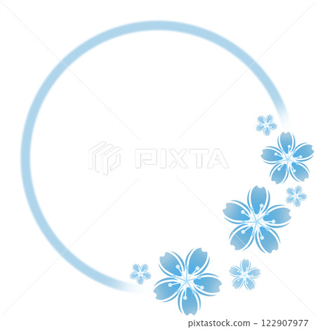 藍色櫻花和圓形框架 藍色櫻花和圓形框架 122907977
