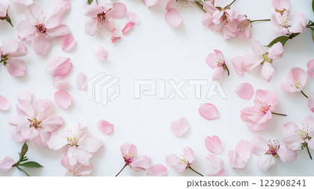 櫻花花瓣和白色背景 122908241