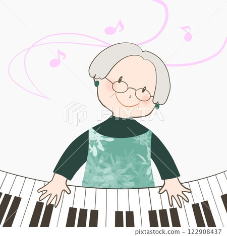一位老人彈鋼琴的插圖 一位老人彈鋼琴的插圖 122908437