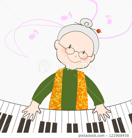 一位老人彈鋼琴的插圖 一位老人彈鋼琴的插圖 122908438