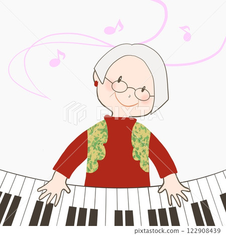 一位老人彈鋼琴的插圖 一位老人彈鋼琴的插圖 122908439