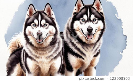 Smiling Huskies 122908503