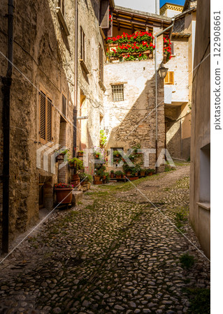 The winding narrow streets, stairs and charming architecture of Spoleto The winding narrow streets, stairs and charming architecture of Spoleto 122908661
