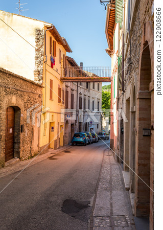 The winding narrow streets, stairs and charming architecture of Spoleto The winding narrow streets, stairs and charming architecture of Spoleto 122908666