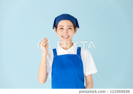 女人，兼職，兼職工作，圍裙，拳頭泵 122908686