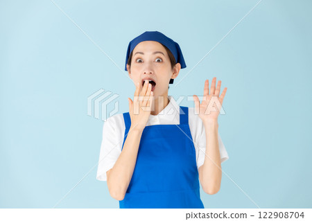 女人，兼職，兼職工作，圍裙，驚訝 122908704
