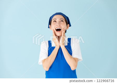 女人，兼職，兼職工作，圍裙，驚訝 122908716