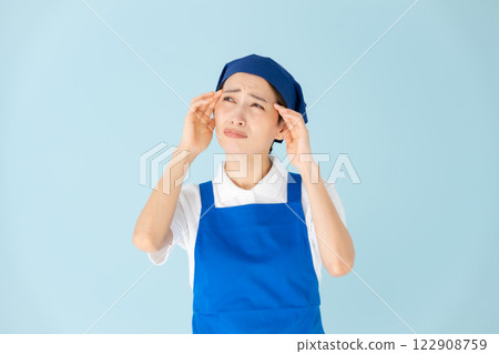 女人,兼職,兼職工作,圍裙,頭痛 女人,兼職,兼職工作,圍裙,頭痛 122908759