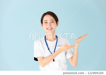 女人，白大褂，護士，醫務，揮手 122909184