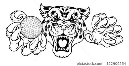 Jaguar Leopard Cheetah Panther Golf Ball Mascot 122909264