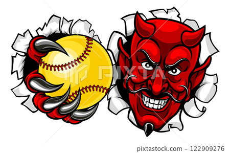 Devil Softball Sports Team Mascot Devil Softball Sports Team Mascot 122909276