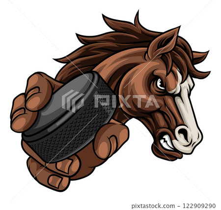 Horse Mustang Stallion Ice Hockey Sports Mascot Horse Mustang Stallion Ice Hockey Sports Mascot 122909290
