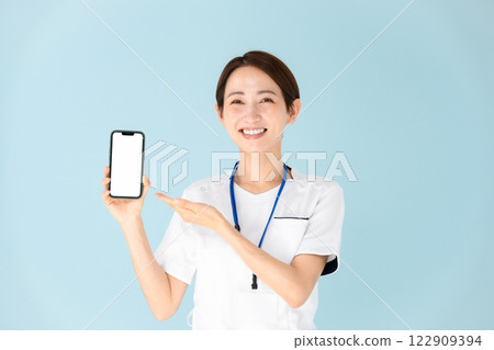 女人，白大褂，護士，醫護，智慧型手機 122909394