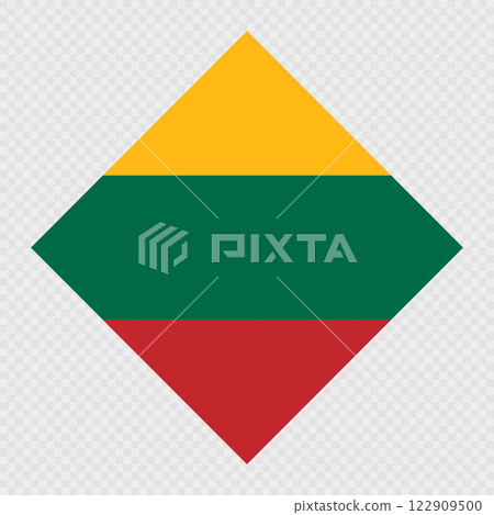 Lithuania rhombus flag. Vector illustration. Lithuania rhombus flag. Vector illustration. 122909500