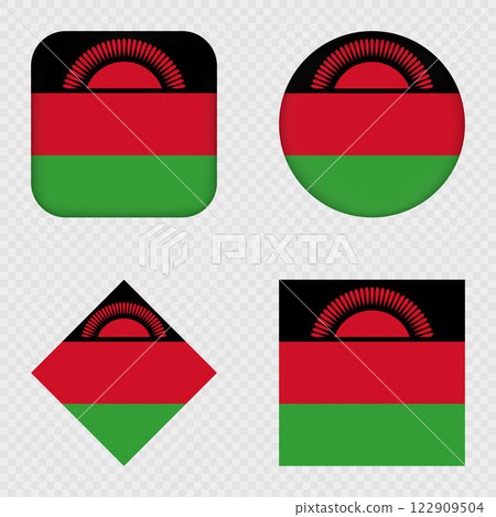 Malawi Flag Icons Pack. Vector illustration. Malawi Flag Icons Pack. Vector illustration. 122909504