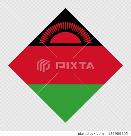 Malawi rhombus flag. Vector illustration. Malawi rhombus flag. Vector illustration. 122909505