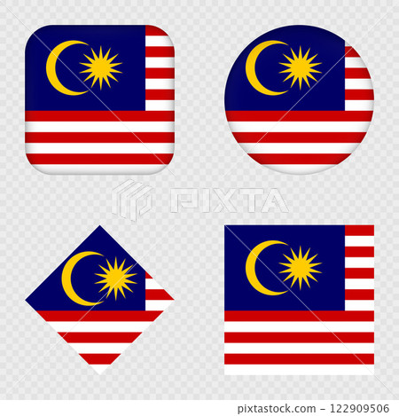 Malaysia Flag Icons Pack. Vector illustration. Malaysia Flag Icons Pack. Vector illustration. 122909506