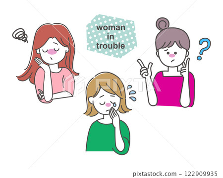 Illustration material set of a woman in trouble Illustration material set of a woman in trouble 122909935