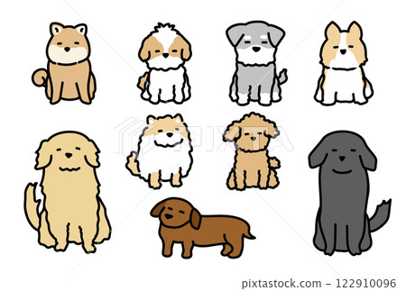 Illustration set of various dogs Illustration set of various dogs 122910096