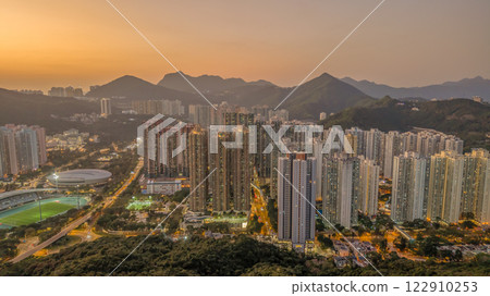 Feb 9 2025 View of City Skyline at Dusk with Illuminated Buildings 122910253