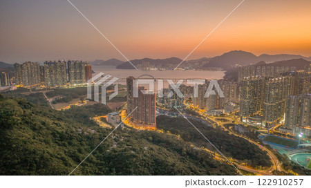 Feb 9 2025 View of City Skyline at Dusk with Illuminated Buildings 122910257