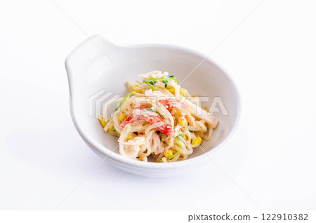 Baby soybean sprouts, crab sticks and pea sprouts mayonnaise salad Baby soybean sprouts, crab sticks and pea sprouts mayonnaise salad 122910382