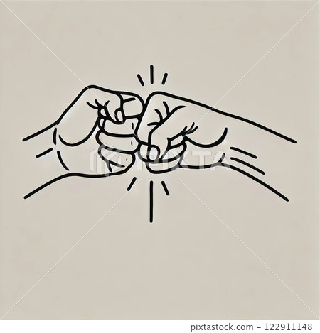 A simple line drawing of a fist bump 122911148
