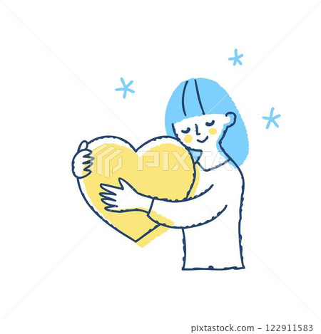 一個女人小心翼翼地捧著一顆心 122911583