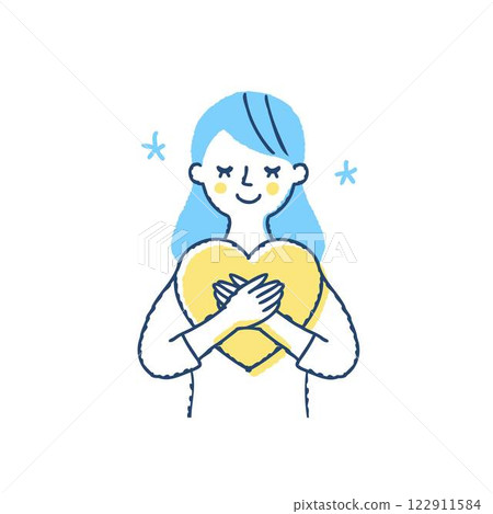 A woman holding a heart with both hands 122911584