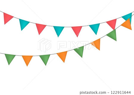 Two realistic isolated holiday garland flags. 122911644