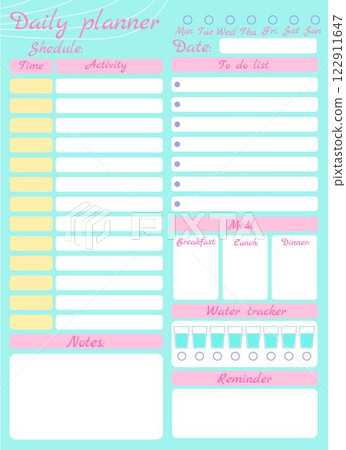 Vector illustration of a modern day planner. Vector illustration of a modern day planner. 122911647