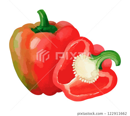 青椒水彩插畫-AI生成 青椒水彩插畫-AI生成 122911662