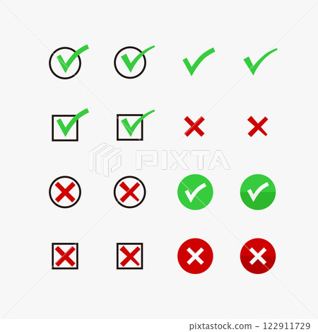 Check and Cross Mark Icon Set Check and Cross Mark Icon Set 122911729