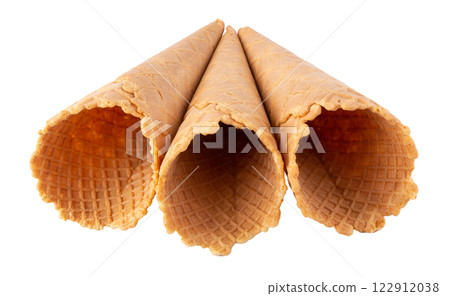 waffle ice-cream cone isolated over white background. 122912038