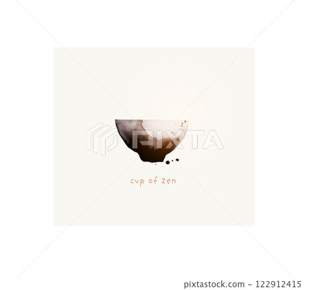 Minimalist designt template with single cup of tea 122912415