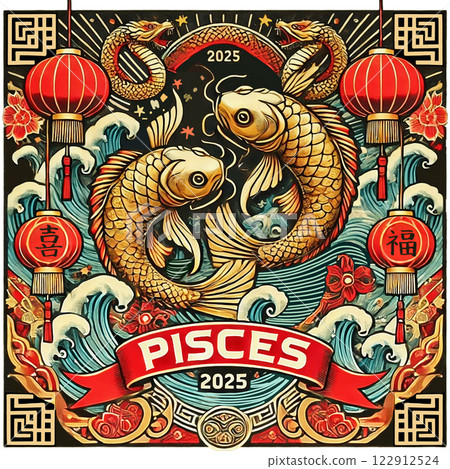 Pisces Chinese New Year Design 122912524