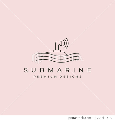 submarine and wave icon logo vector symbol line art illustration design 122912529